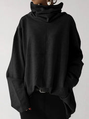 Casual Turtleneck Solid Color Long Sleeve Sweatshirt
