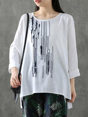 Vintage Loose Embroidered Long-Sleeve T-Shirt