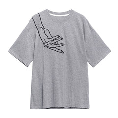 Women Round Neck Loose Embroidered Casual T-Shirt