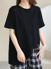 Roung-Neck Irregular Short Sleeves T-Shirt