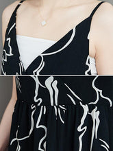 Fashion Printed V-Neck Suspender Dress