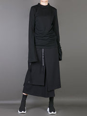 Plain Multi-Layer Cropped Skirt