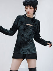 Women Hollow Printed Long Sleeve T-Shirt