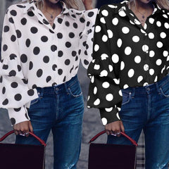 Polka Dot Long Sleeve Loose Shirt