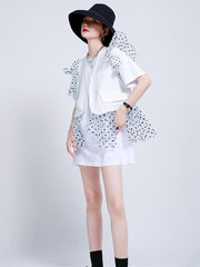 Two-Pieces Lace Crochet Panel Ruffle Falbala Waistcoat &Inner Dress