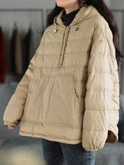 Women Loose Pullover Hooded Coat