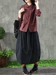 Vintage Houndstooth Ramie Cotton Lapel Blouse