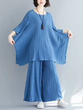 Solid Color Round Neck Jacquard Loose Casual Suit