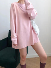 Loose Casual Solid Color Sweatshirt