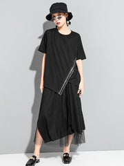 Original Asymmetric Zipper T-Shirts Tops