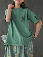 Vintage Loose Sunflower Patchwork T-Shirt