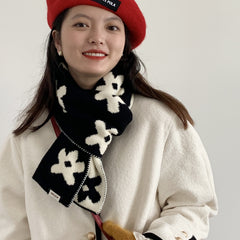 Versatile Double-Sided Floral Wool Scarf