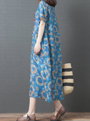 Loose Floral Print Stitching Maxi Dress