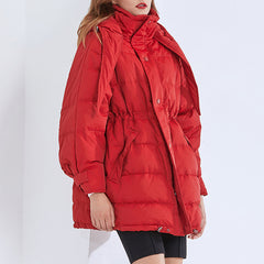 Women Casual Stand Collar Hooded Coat