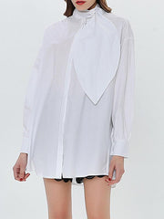 Pure Color Roomy Leaf Collar Shirt