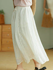 Loose Retro Solid Hollow A-Line Skirt