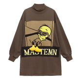 Women Stand Collar Printed Casual Sweatshirt