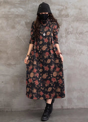 Vintage Casual Floral Printed Midi Dress