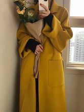 Loose Solid Lapel Collar Long Sleeve Coat
