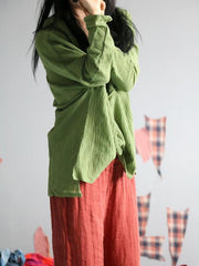 Vintage Round-Neck Batwing Sleeve Tops