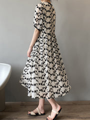 Casual Floral Printed Short Sleeve Midi Dress