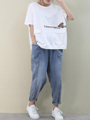 Artistic Cartoon&Letter Print T-Shirts