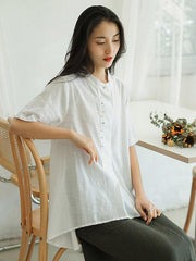 Loose Solid Color High-Low Casual T-Shirt