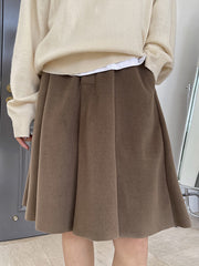 High Waist Wide Leg Solid Short Pants