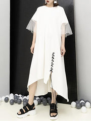 Loose Bandage Mesh Splicing Cropped Dress