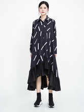 Women Long Sleeve Ruffled Irregular Dress