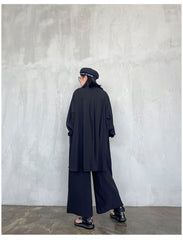 Women Long Sleeve Shirt Wide Leg Pants Two-Piece Suit