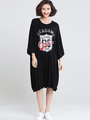 Loose Print T-Shirt Round Neck Dress