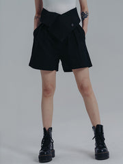 Casual High Waisted Pleated Split-Joint Irregular Shorts