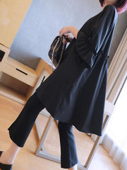 Loose Solid Flared Sleeves Midi Dress