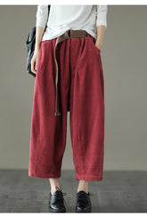 Women Retro Elastic Waist Loose Casual Pants