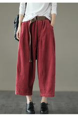Women Retro Elastic Waist Loose Casual Pants