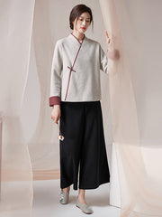 Vintage Ethnic Style  Solid Zen Tea Jacket