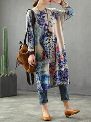 Loose Printed Knitting Sweater Dresses