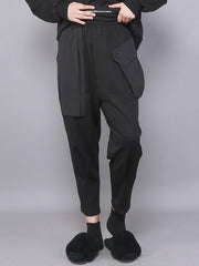 Empire Black Large Pocket Casual Harem Pants