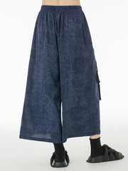 Wide Leg Roomy Elasticity Streamer Casual Pants Bottoms Ninth Pants