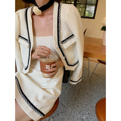 Casual Solid Color Short Blazer And Mini Dress Suit