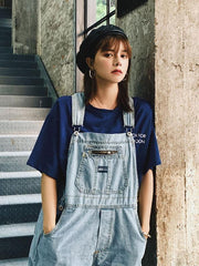 Loose Wide-Leg Jean Sleeveless Jumpsuit