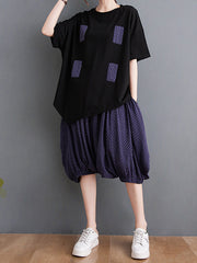 Printed Irregular Short Sleeve Top Casual Pants Two-Piece Suit