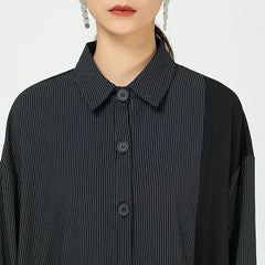 Women Stripe Stitching Irregular Dress