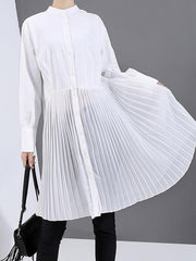 Loose A-Line Ruffled Split-Joint Short Shirt Dress