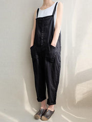 Loose Comfortable Pocket Button Jumpsuit
