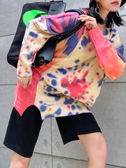 Women Pullover Round Neck Printed Casual Sweatshirt