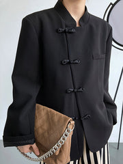 Vintage Loose Black White Buttoned Blazer