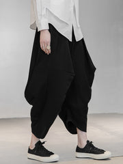 Women Personality Loose Solid Color Suspenders Casual Pants