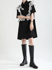 Petals Ruffled Dress Waves Gauze Shirt Skirt Dress With Short Sleeves